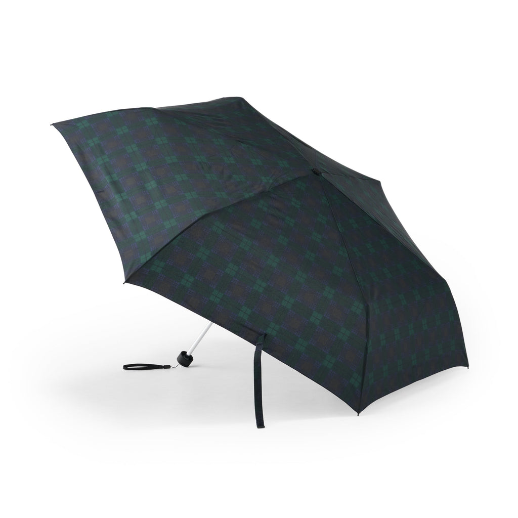 All-Weather Foldable Umbrella Dark Green Check