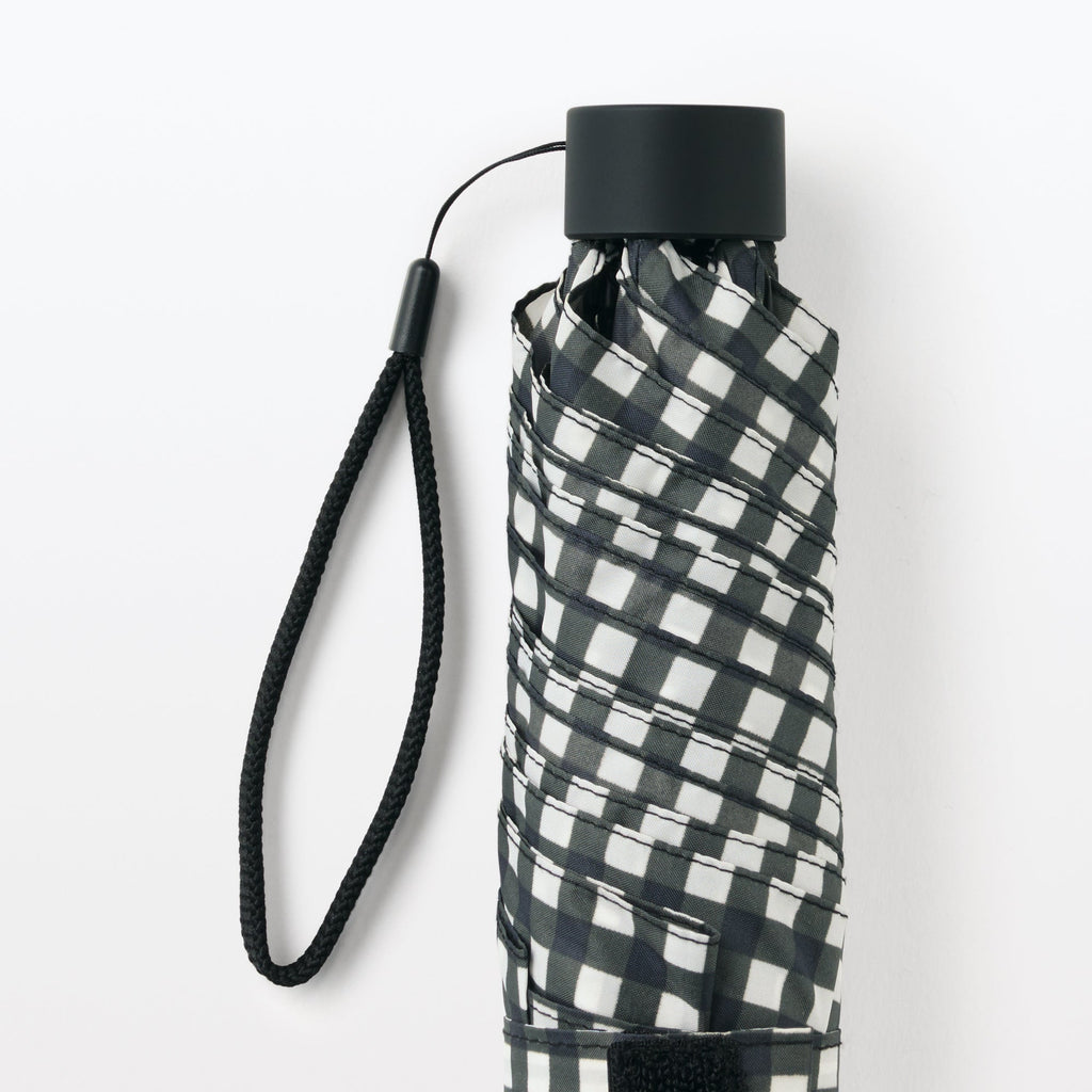 All-Weather Foldable Umbrella Black Check