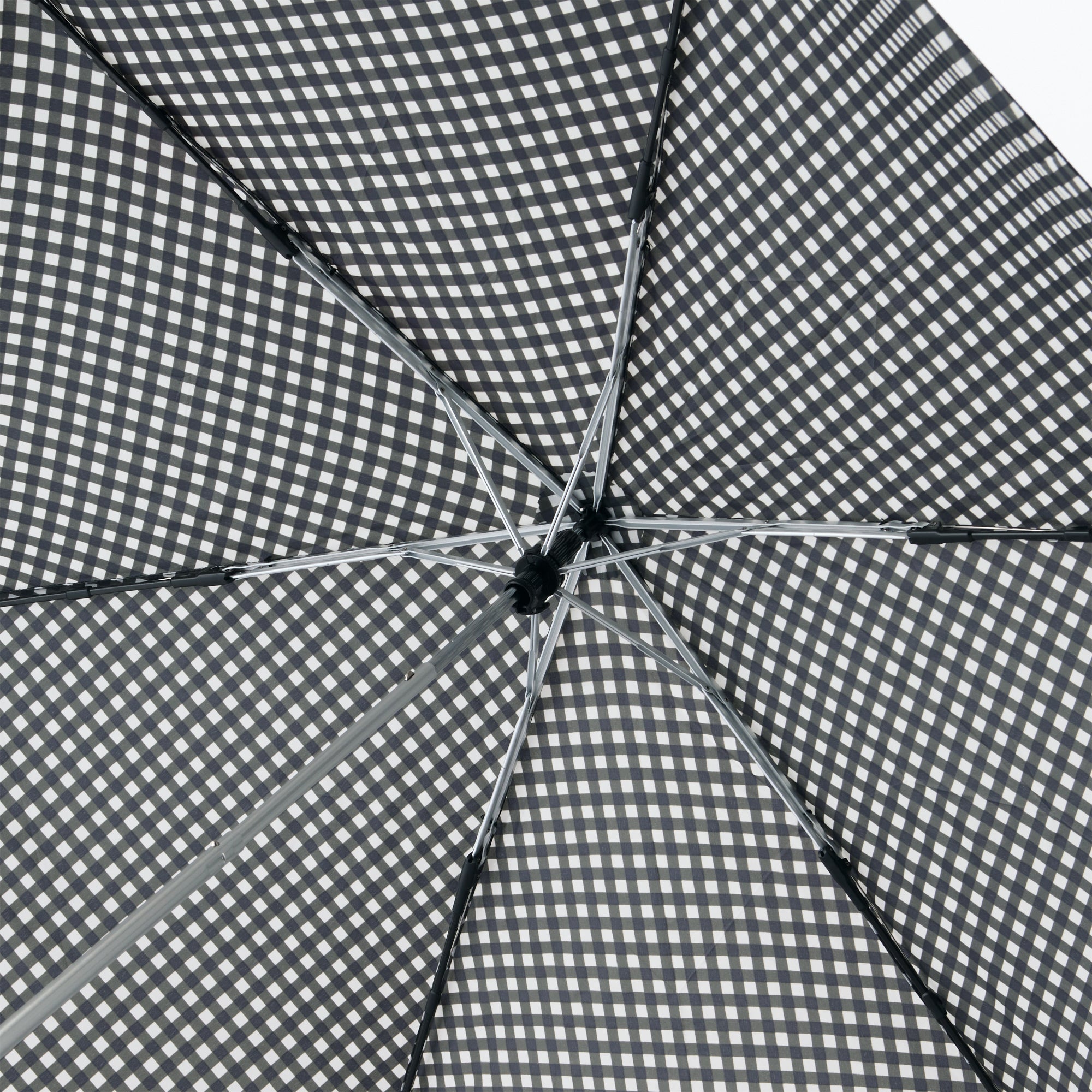 All-Weather Foldable Umbrella Black Check