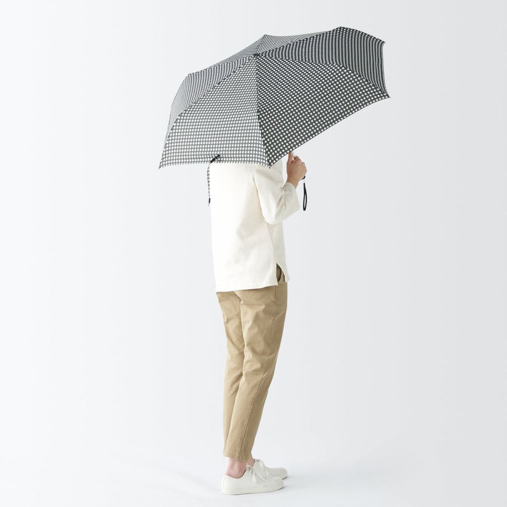 All-Weather Foldable Umbrella Black Check