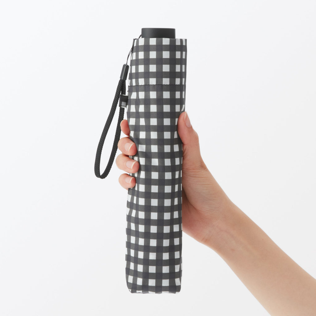 All-Weather Foldable Umbrella Black Check