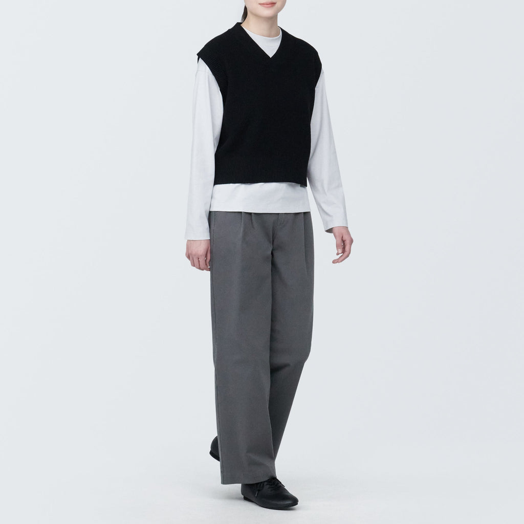Pleated Wide Chino Pants