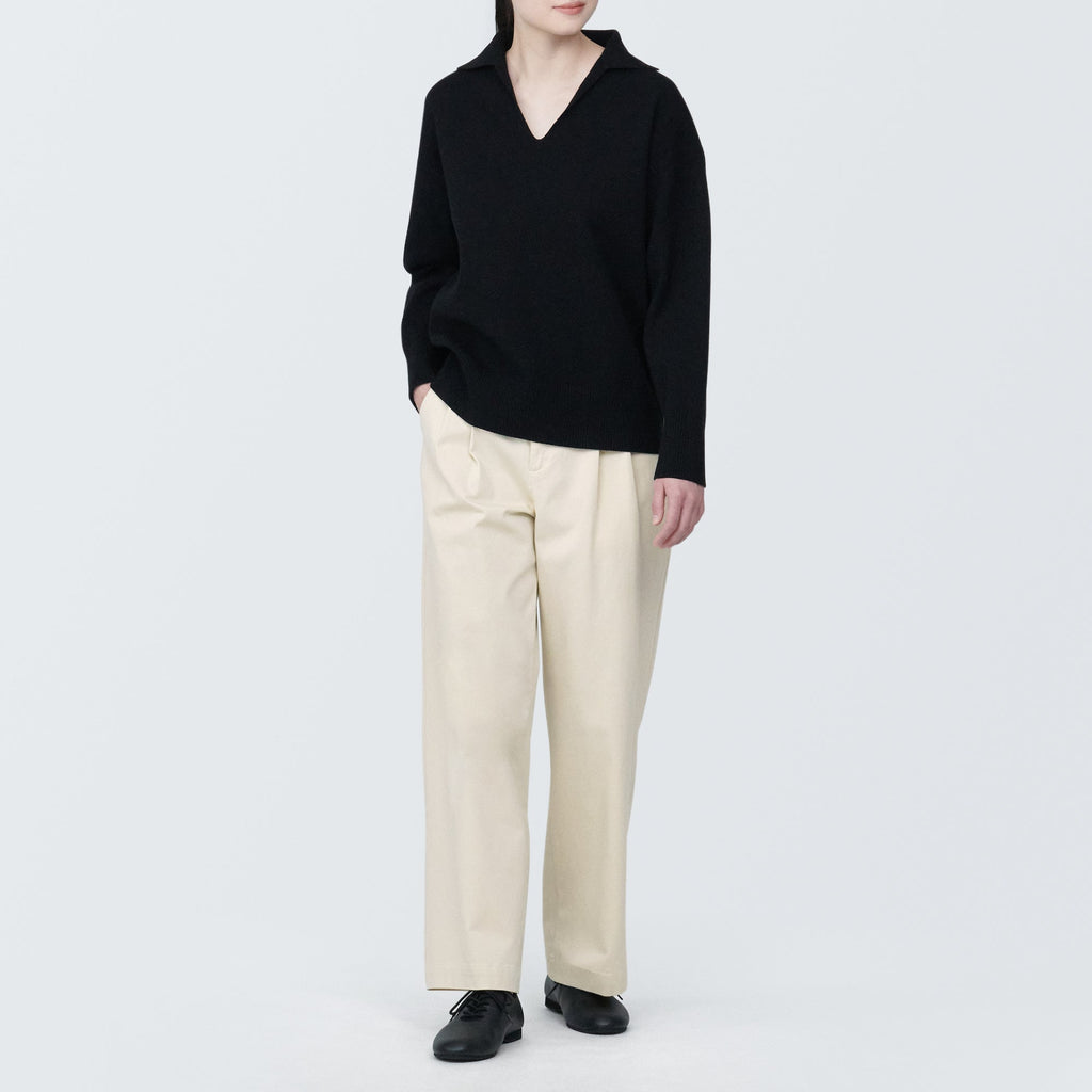 Pleated Wide Chino Pants
