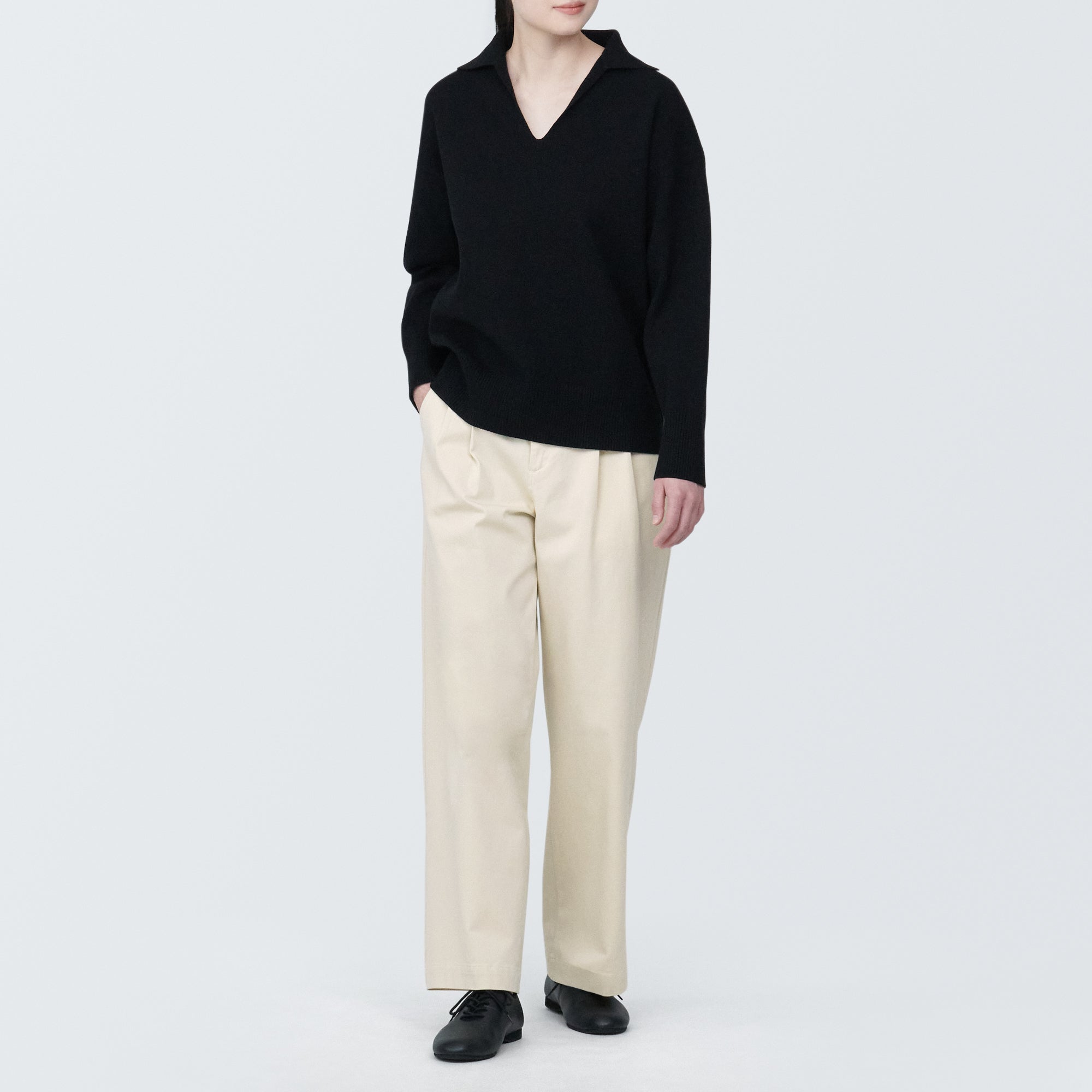 Pleated Wide Chino Pants