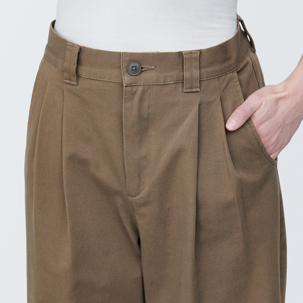Pleated Wide Chino Pants