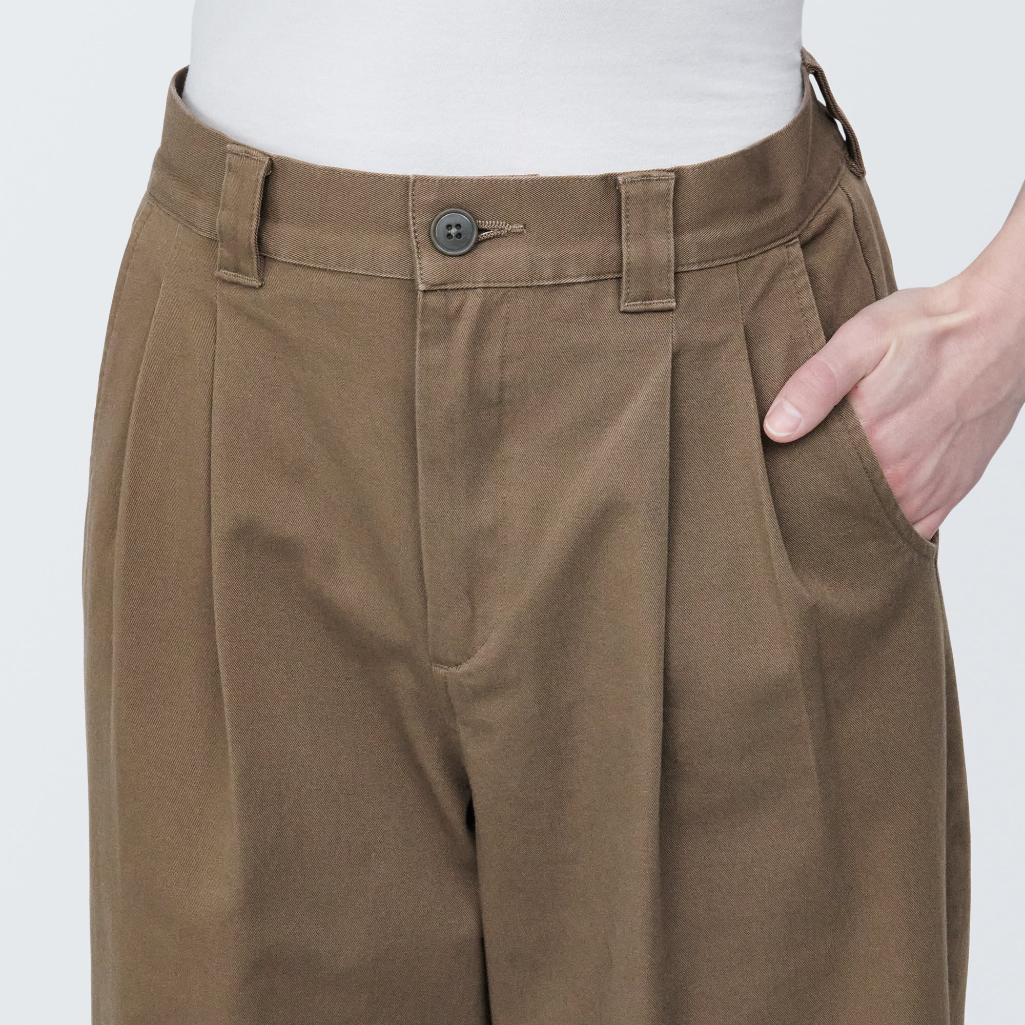 Pleated Wide Chino Pants
