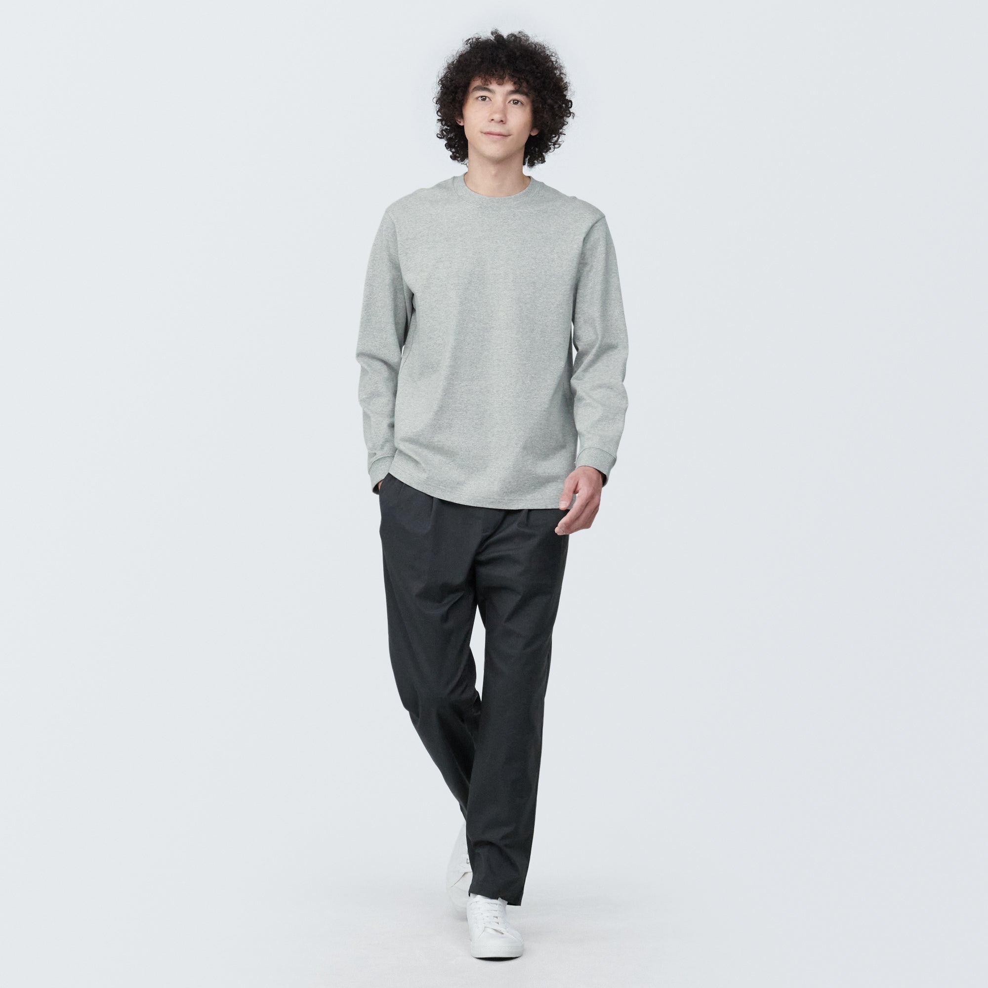 Men's Washed Heavyweight Crewneck Long Sleeve T-Shirt