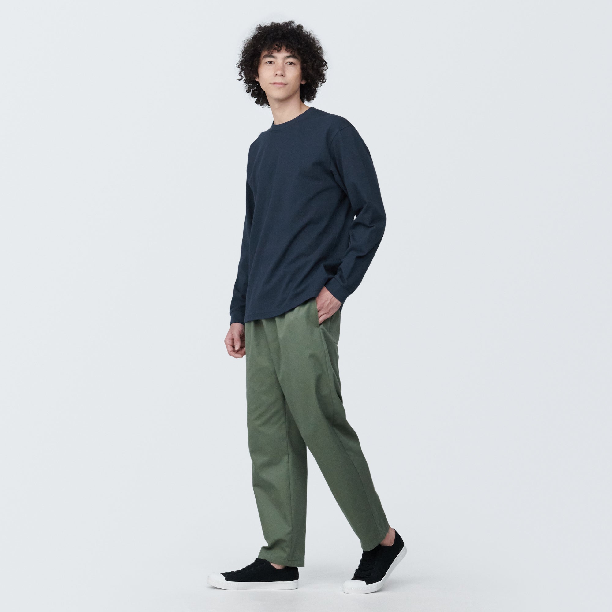 Men's Washed Heavyweight Crewneck Long Sleeve T-Shirt
