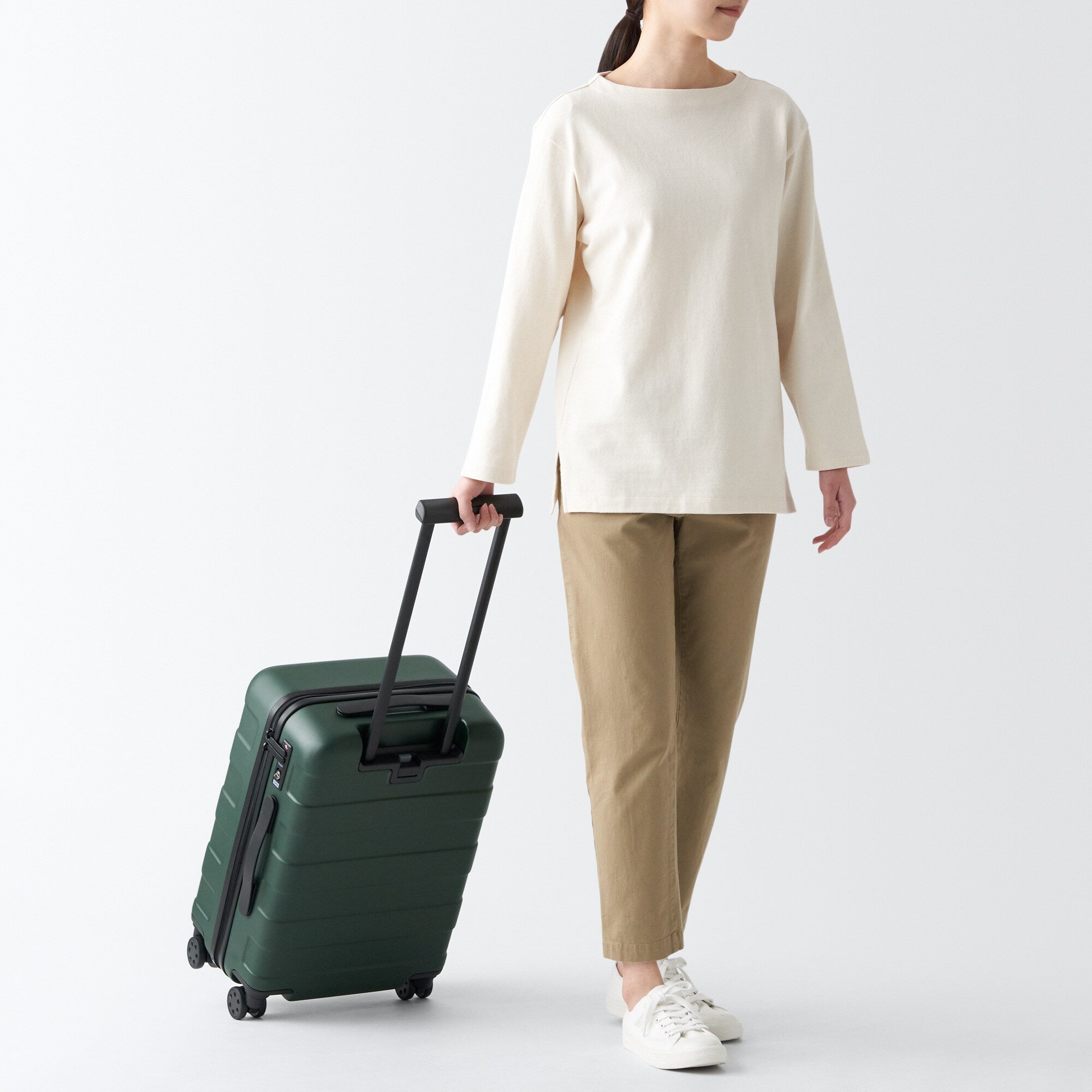 Adjustable Handle Hard Shell Suitcase 36L - Khaki Green | Carry-On