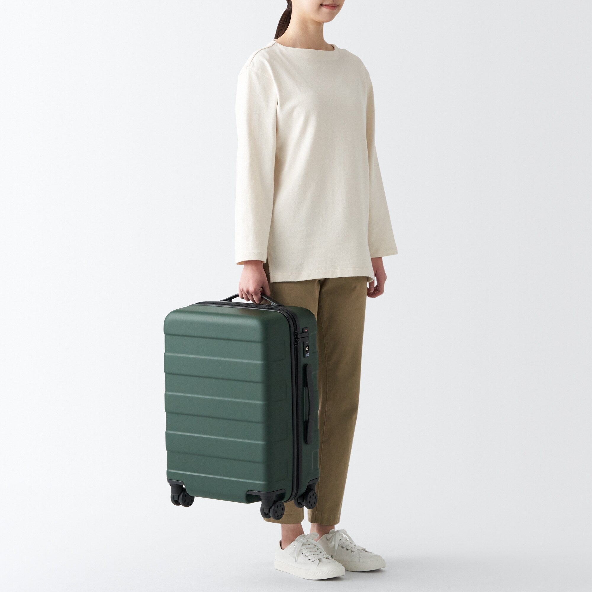 Adjustable Handle Hard Shell Suitcase 36L - Khaki Green | Carry-On