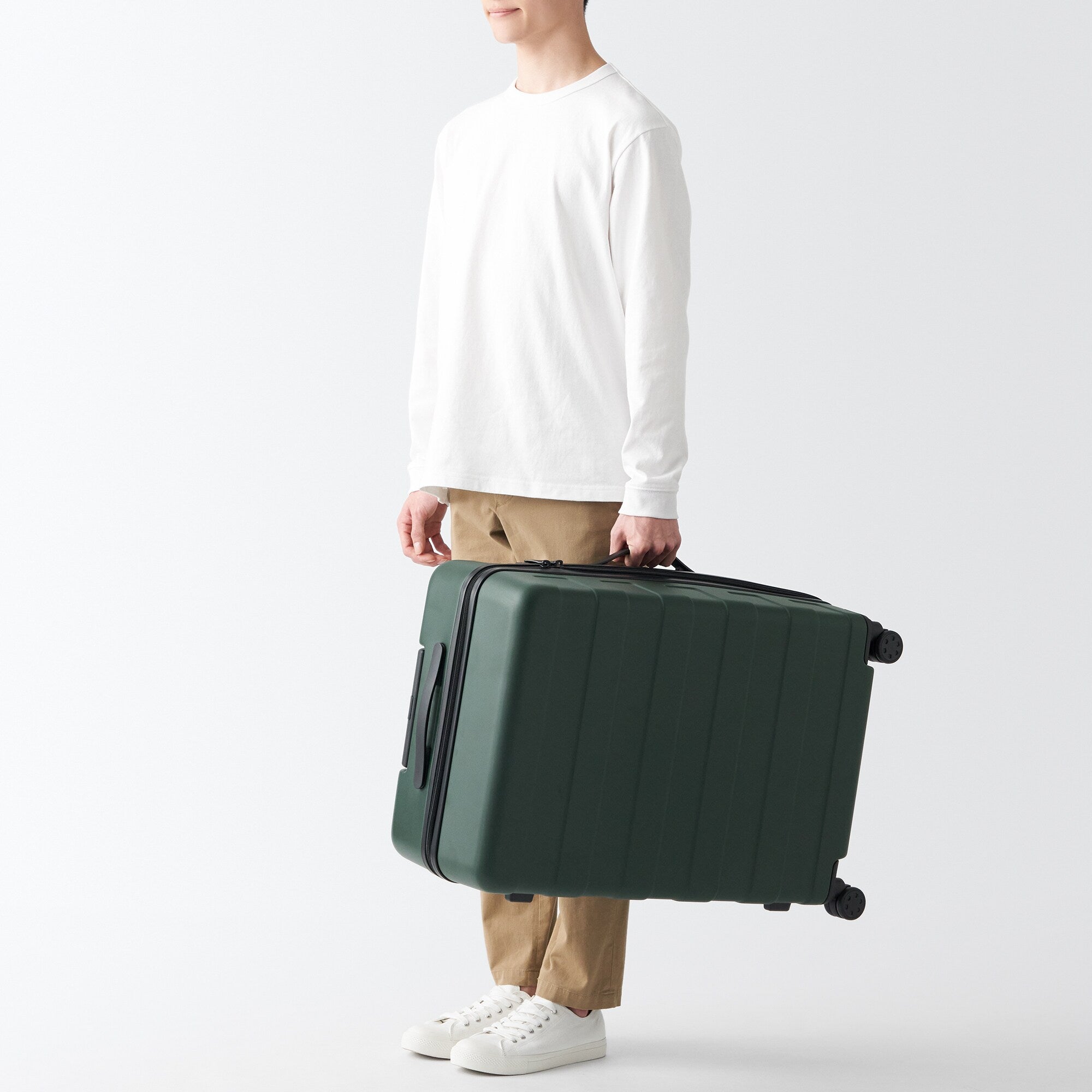 Adjustable Handle Hard Shell Suitcase 75L - Khaki Green | Check-In