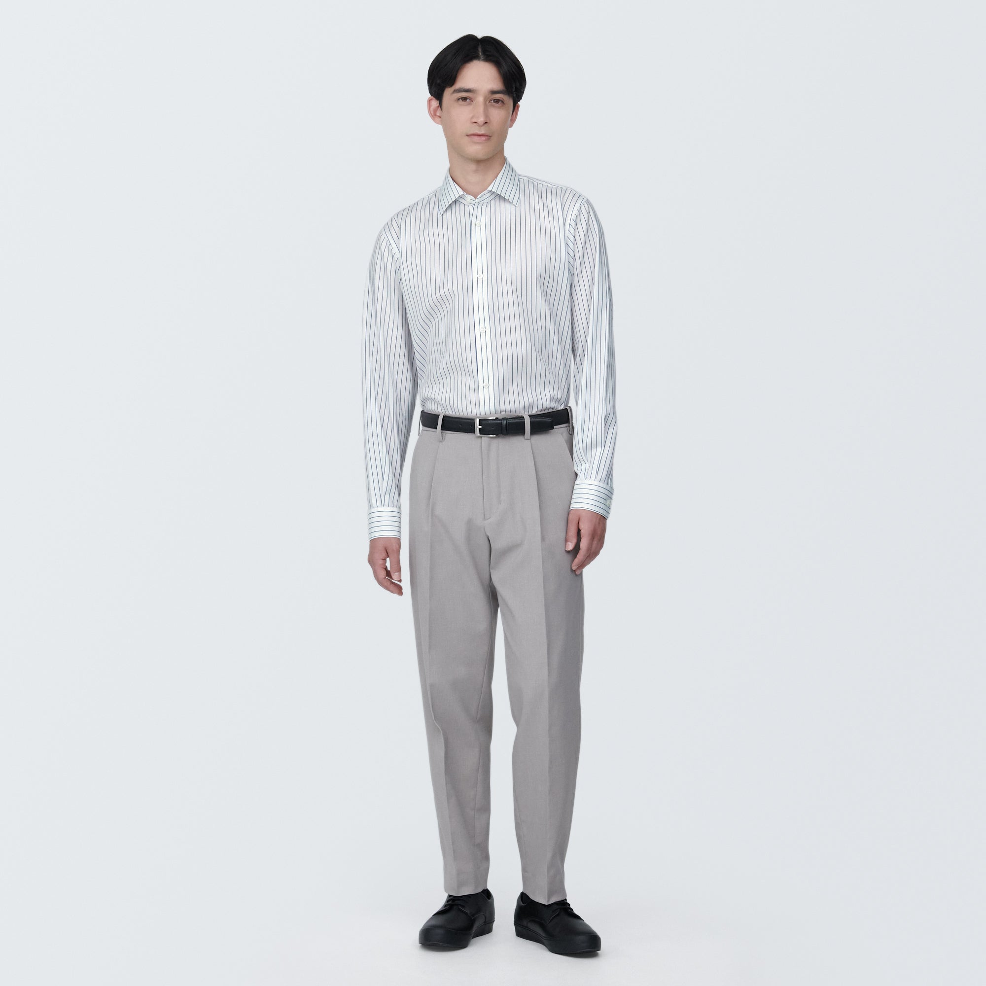 Men's Non-Iron Semi Wide Collar Striped Shirt