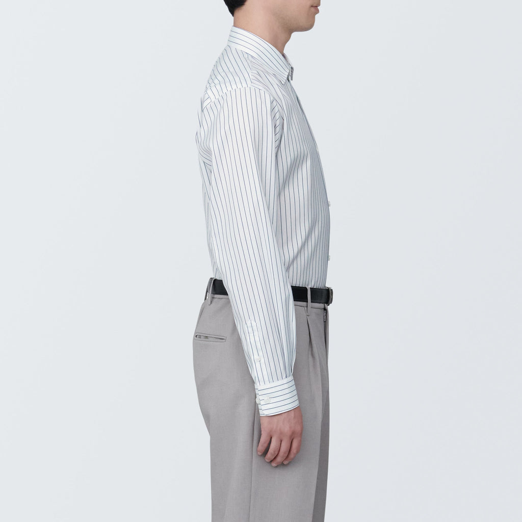 Men's Non-Iron Semi Wide Collar Striped Shirt