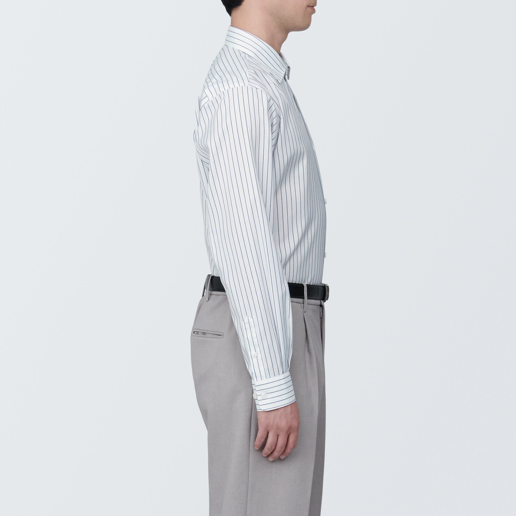 Men's Non-Iron Semi Wide Collar Striped Shirt