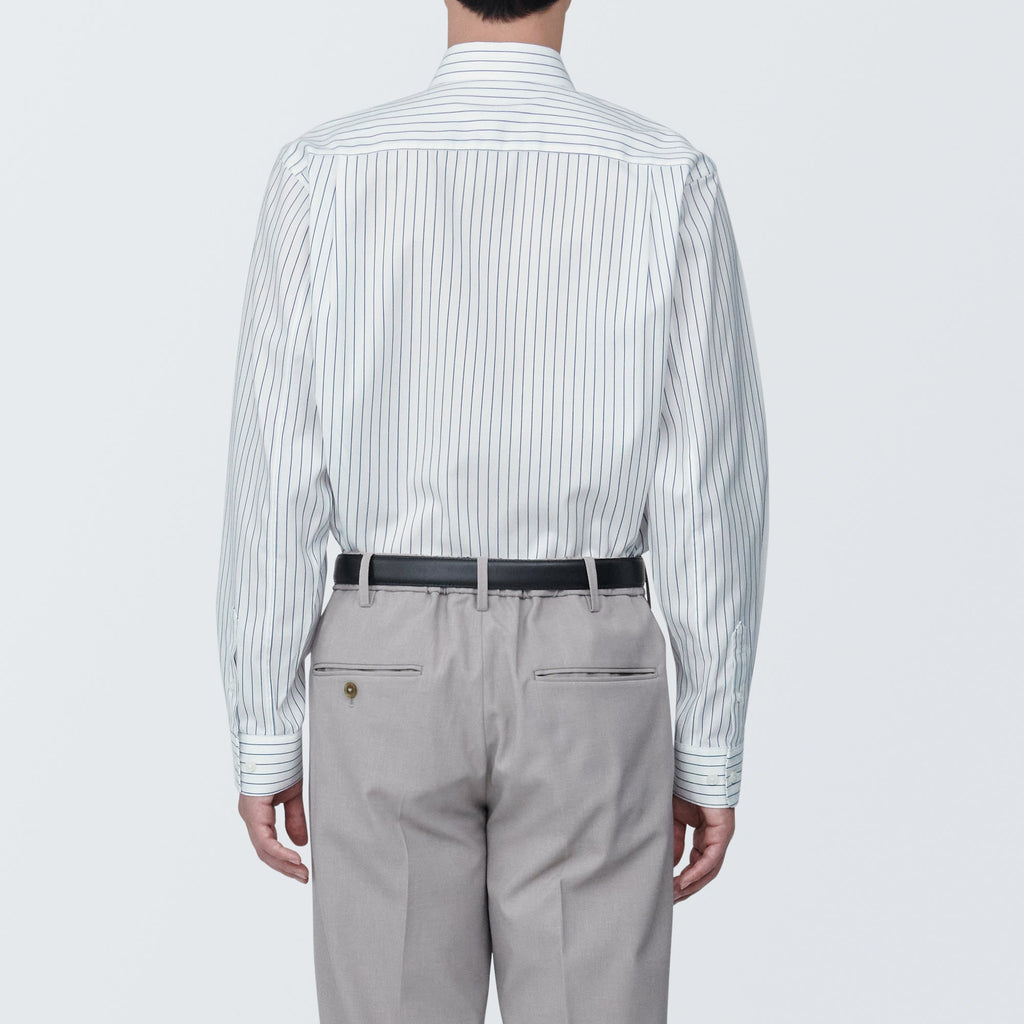 Men's Non-Iron Semi Wide Collar Striped Shirt