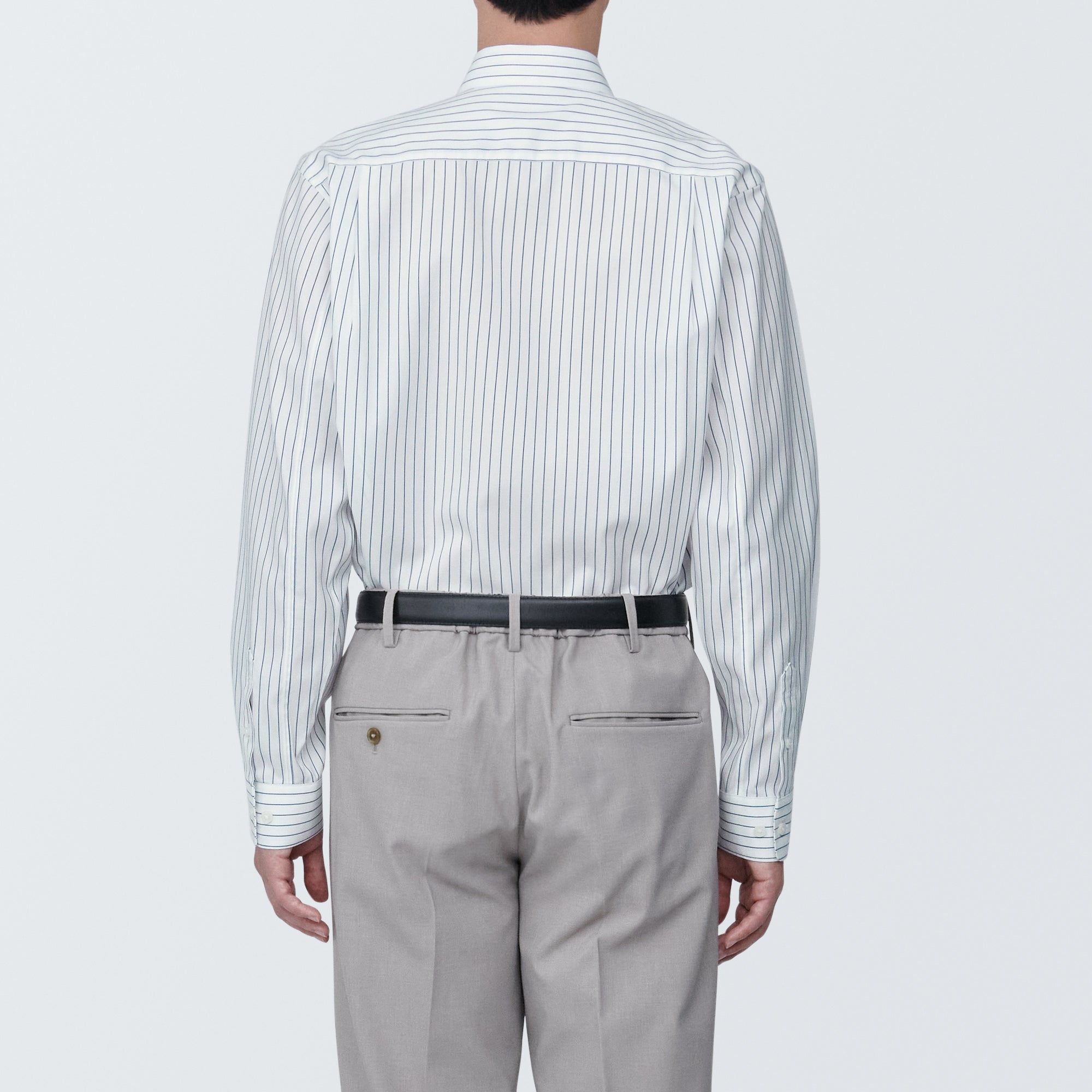 Men's Non-Iron Semi Wide Collar Striped Shirt