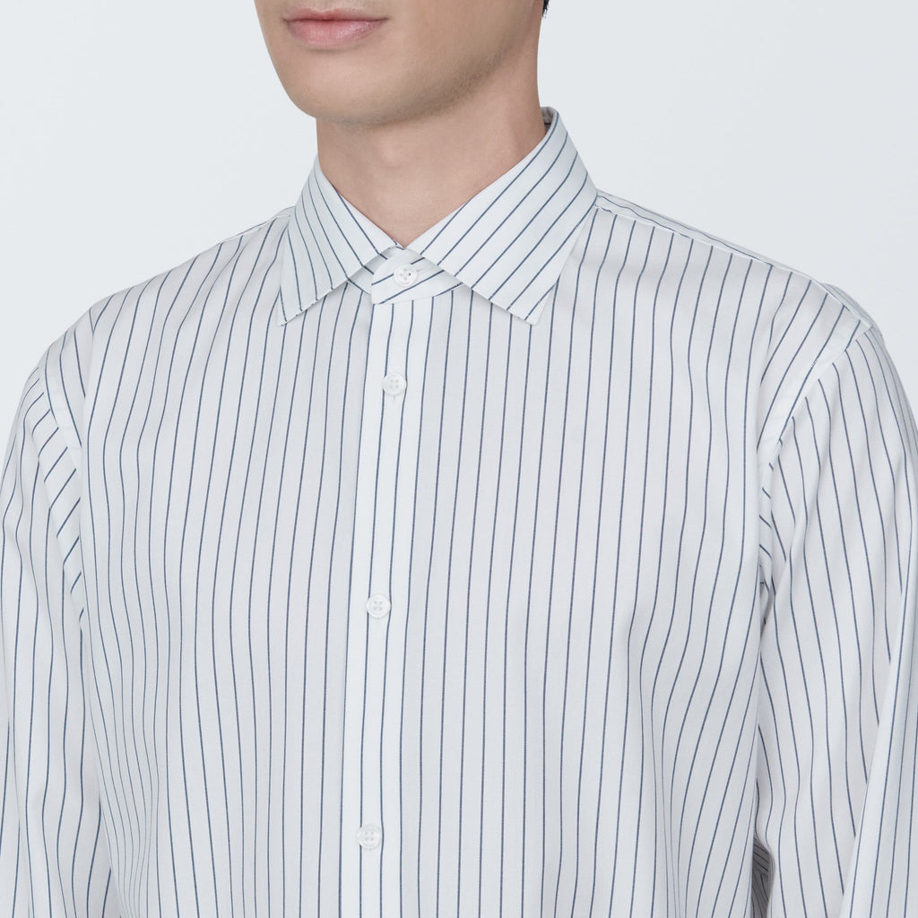 Men's Non-Iron Semi Wide Collar Striped Shirt