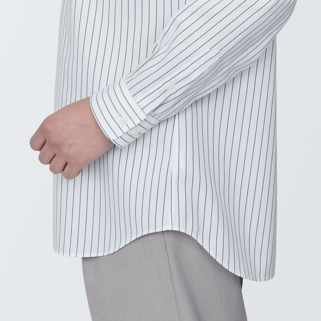 Men's Non-Iron Semi Wide Collar Striped Shirt