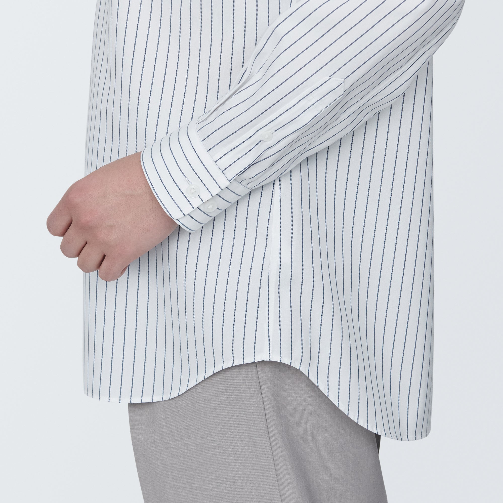 Men's Non-Iron Semi Wide Collar Striped Shirt