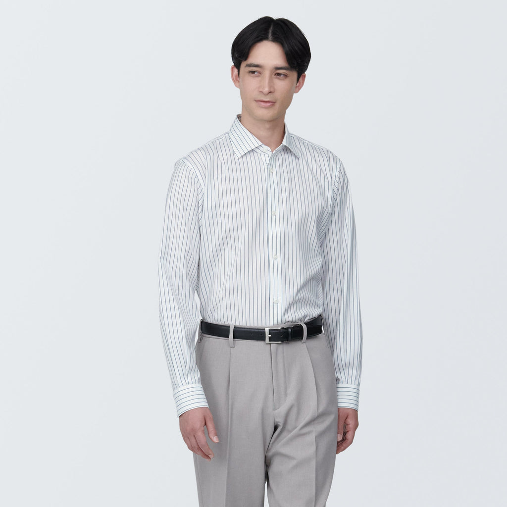 Men's Non-Iron Semi Wide Collar Striped Shirt