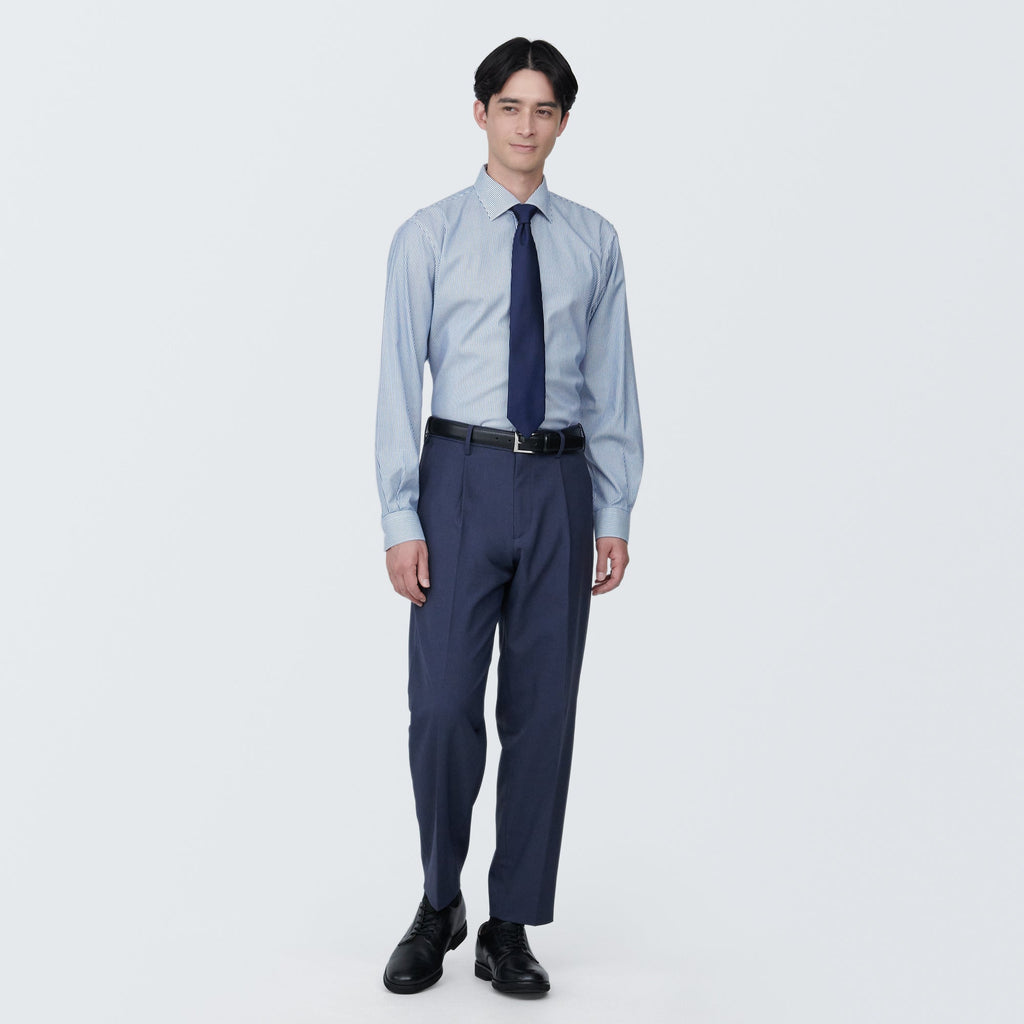 Men's Non-Iron Semi Wide Collar Striped Shirt