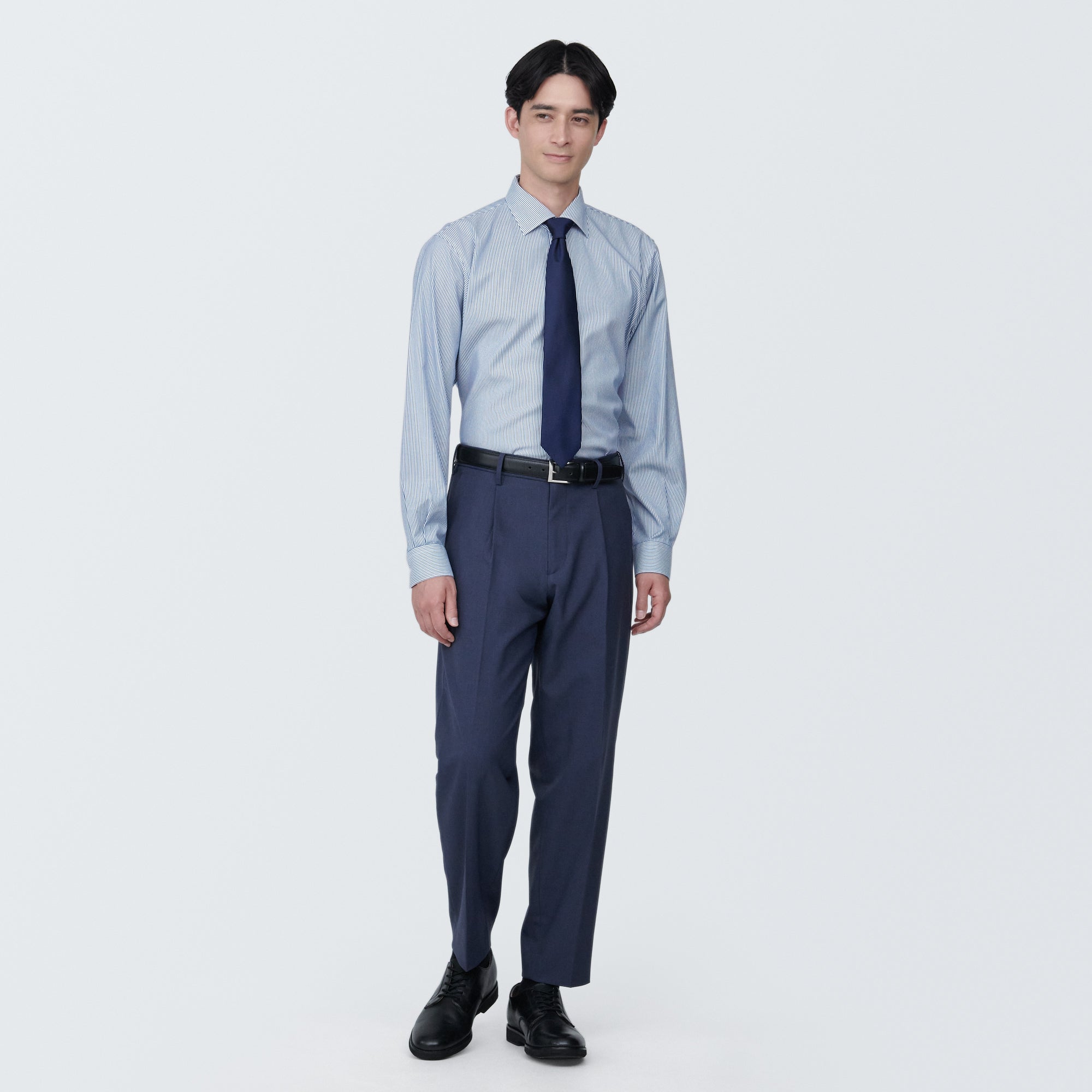 Men's Non-Iron Semi Wide Collar Striped Shirt