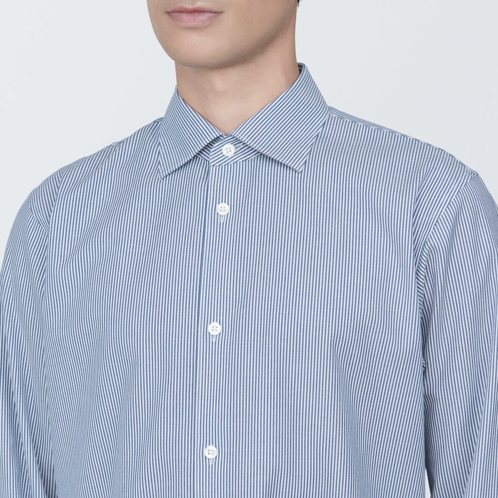 Men's Non-Iron Semi Wide Collar Striped Shirt