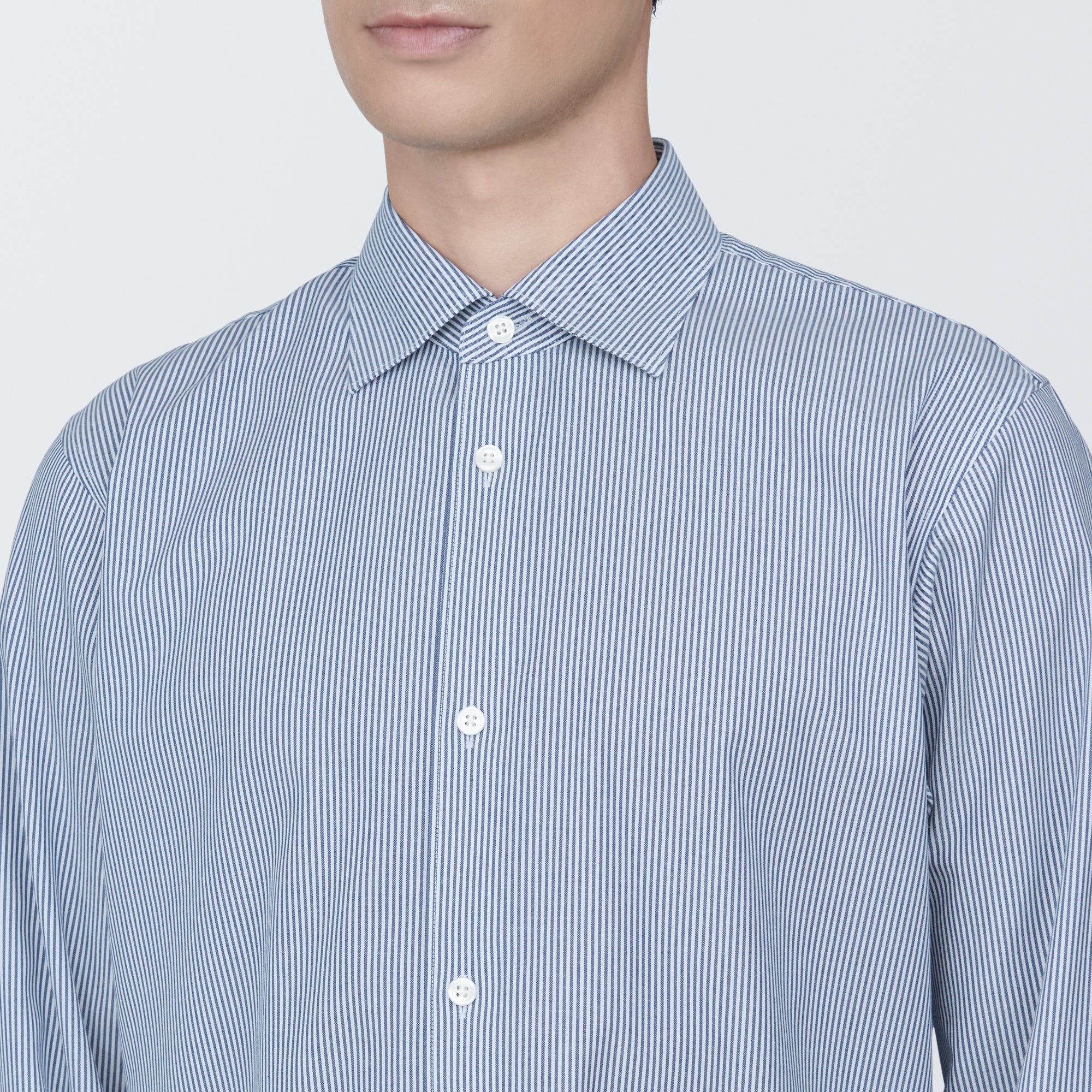 Men's Non-Iron Semi Wide Collar Striped Shirt