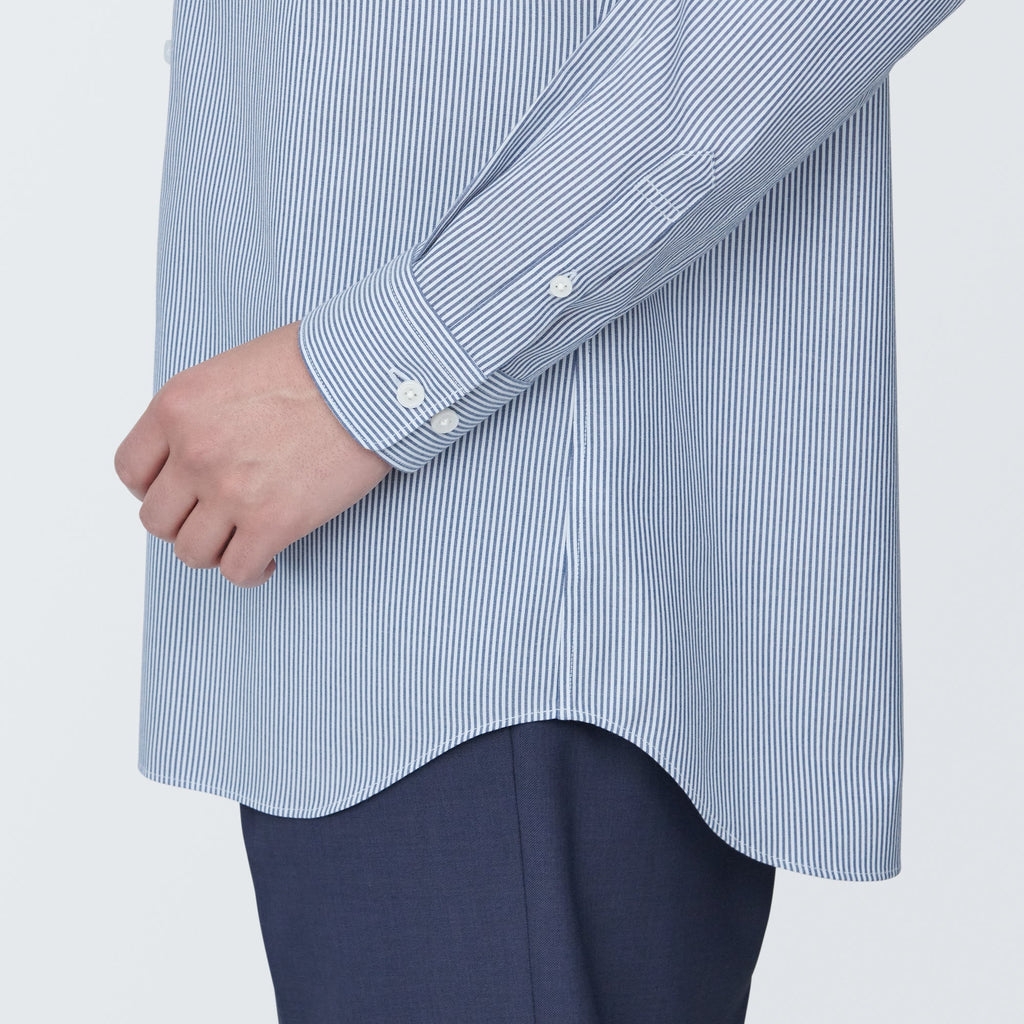 Men's Non-Iron Semi Wide Collar Striped Shirt