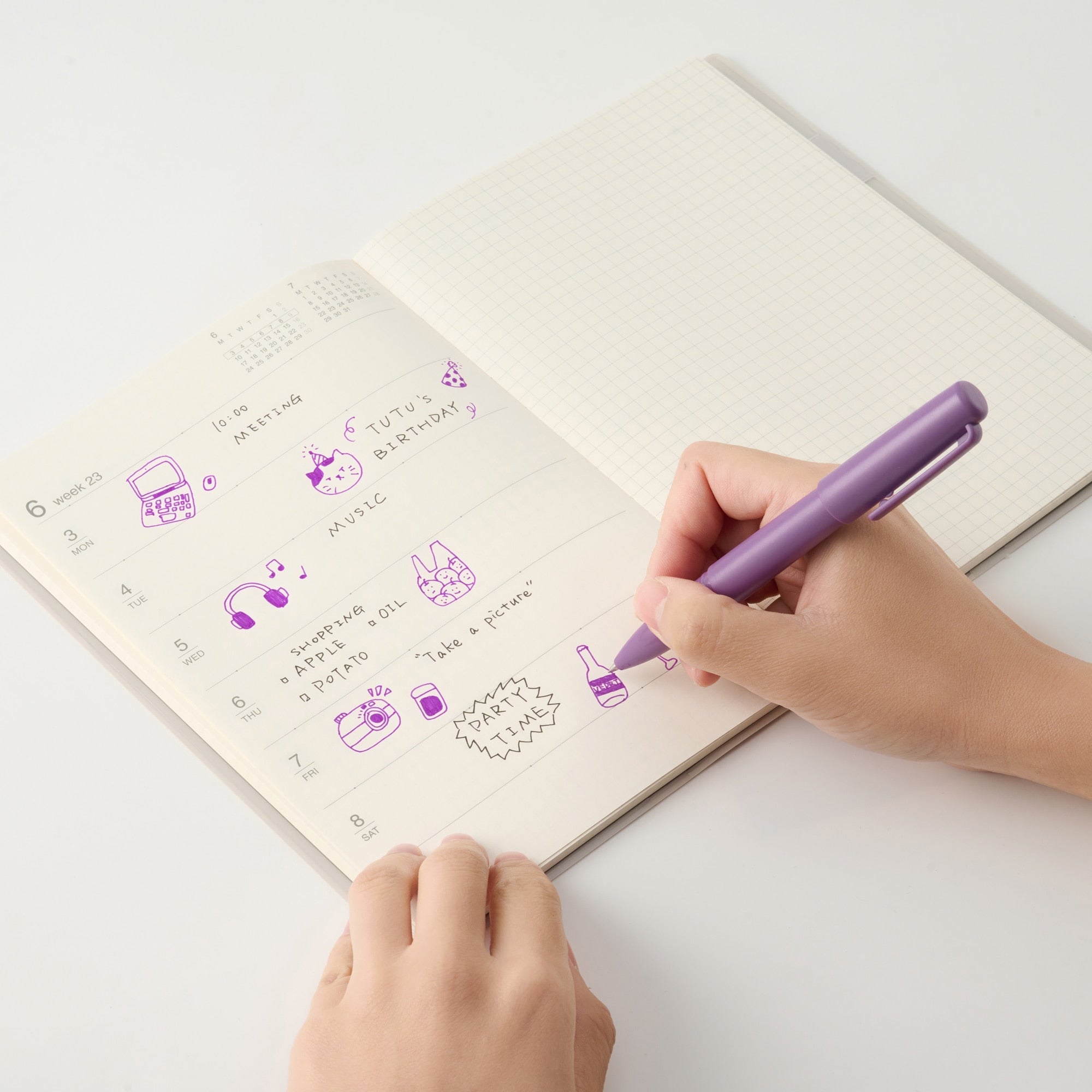 Compact Gel Ink Ballpoint Pen Cap Type 0.5 mm - Purple