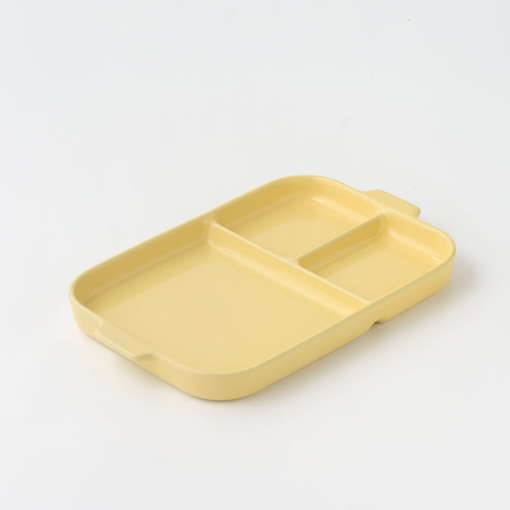 Stoneware Divided Plate - Light Yellow