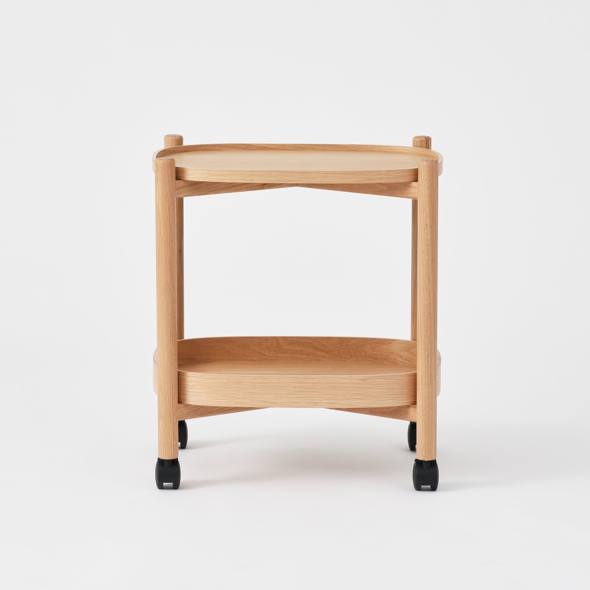 Oak Wheeled Cart Side Table