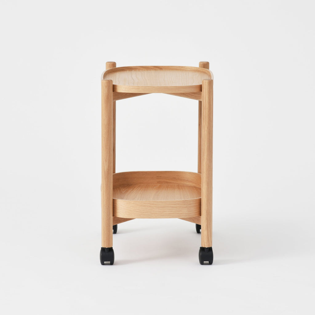 Oak Wheeled Cart Side Table
