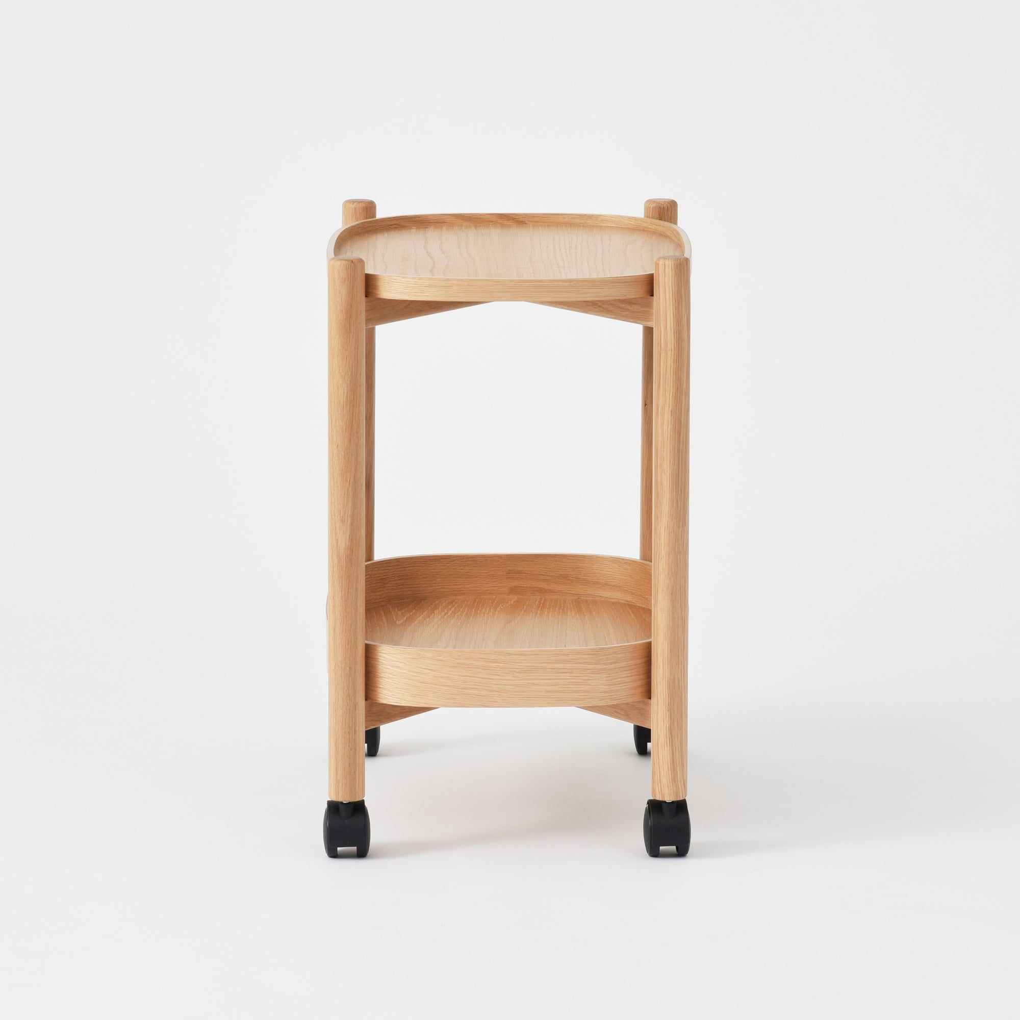 Oak Wheeled Cart Side Table