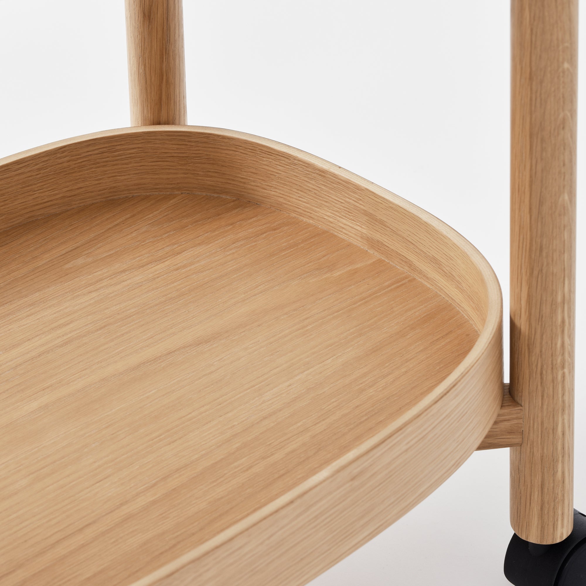 Oak Wheeled Cart Side Table