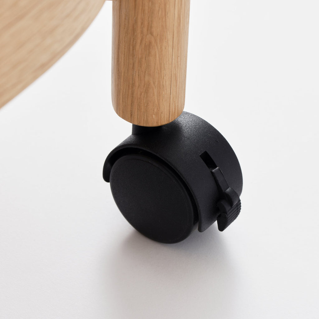 Oak Wheeled Cart Side Table