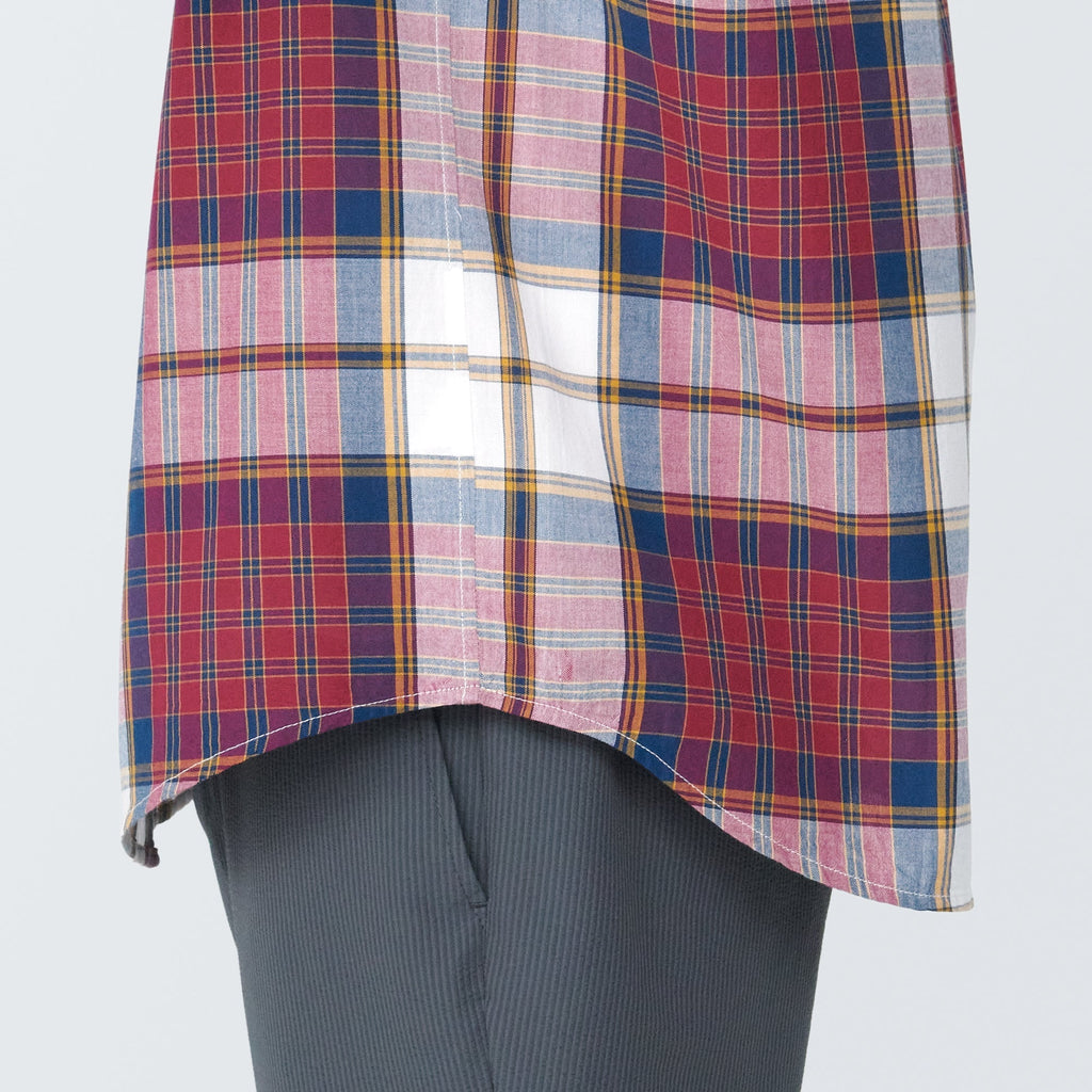 Men's Madras Check Button Down Short Sleeve Shirt