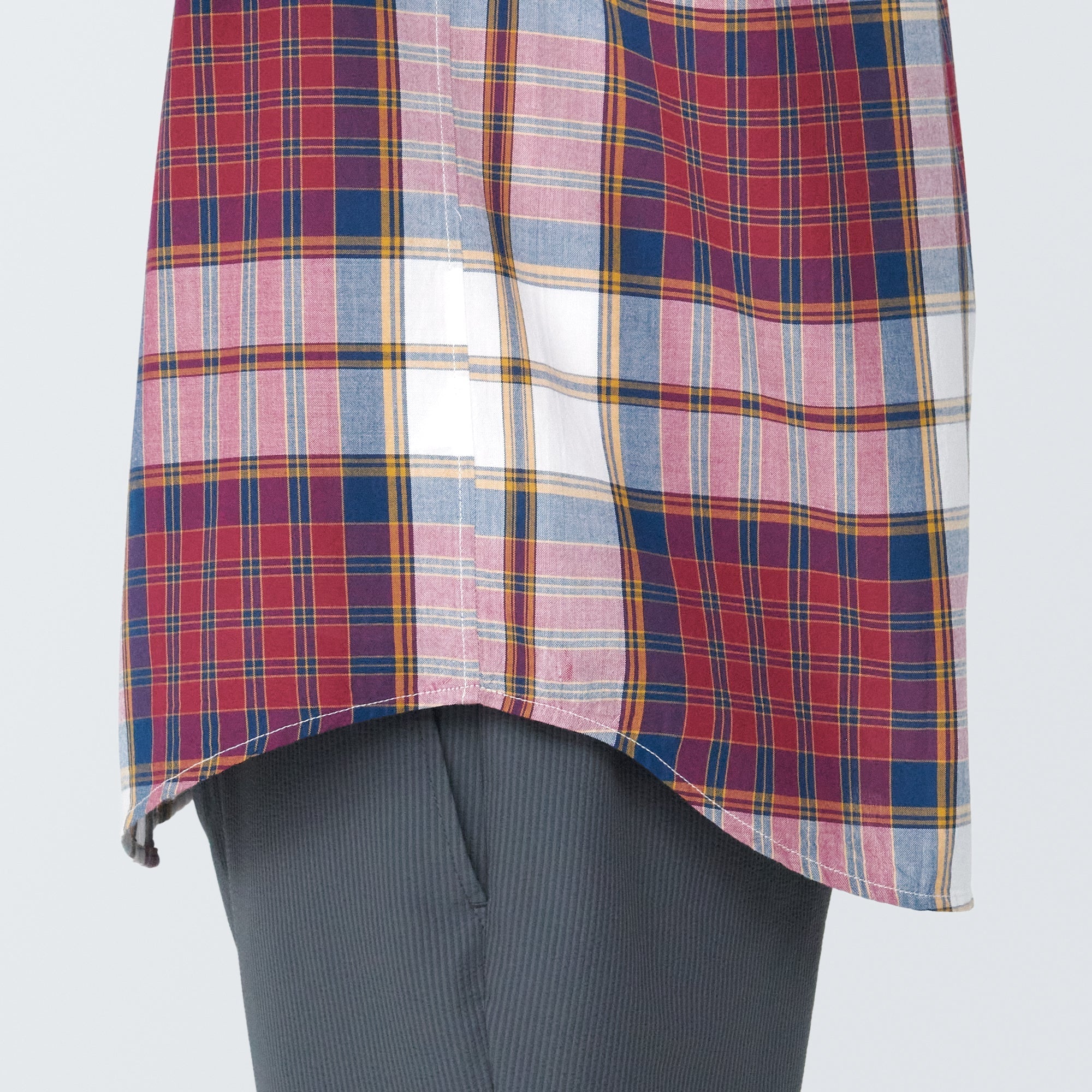 Men's Madras Check Button Down Short Sleeve Shirt