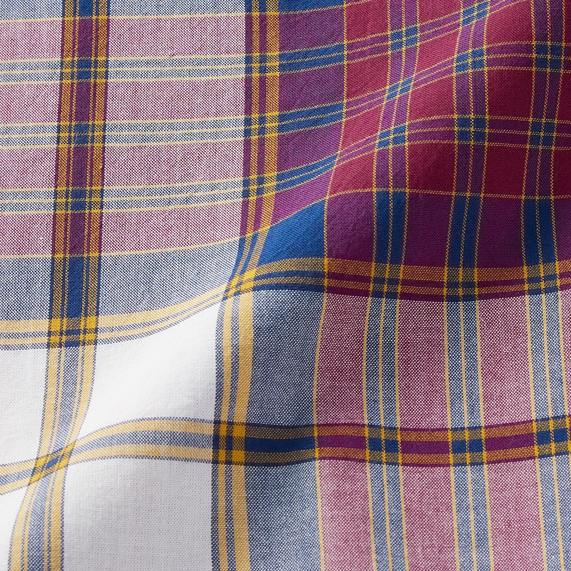 Men's Madras Check Button Down Short Sleeve Shirt