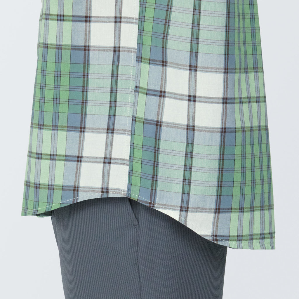 Men's Madras Check Button Down Short Sleeve Shirt