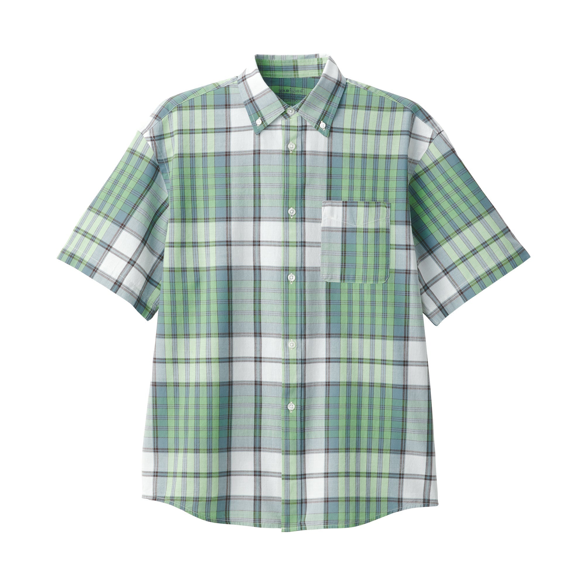 Men's Madras Check Button Down Short Sleeve Shirt