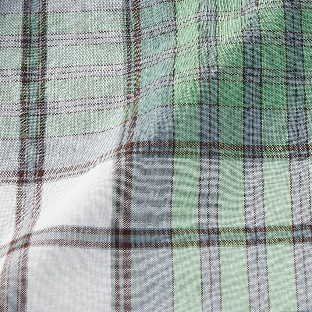 Men's Madras Check Button Down Short Sleeve Shirt