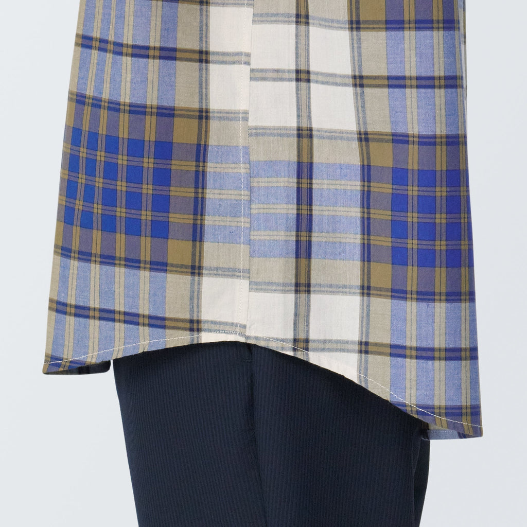 Men's Madras Check Button Down Short Sleeve Shirt