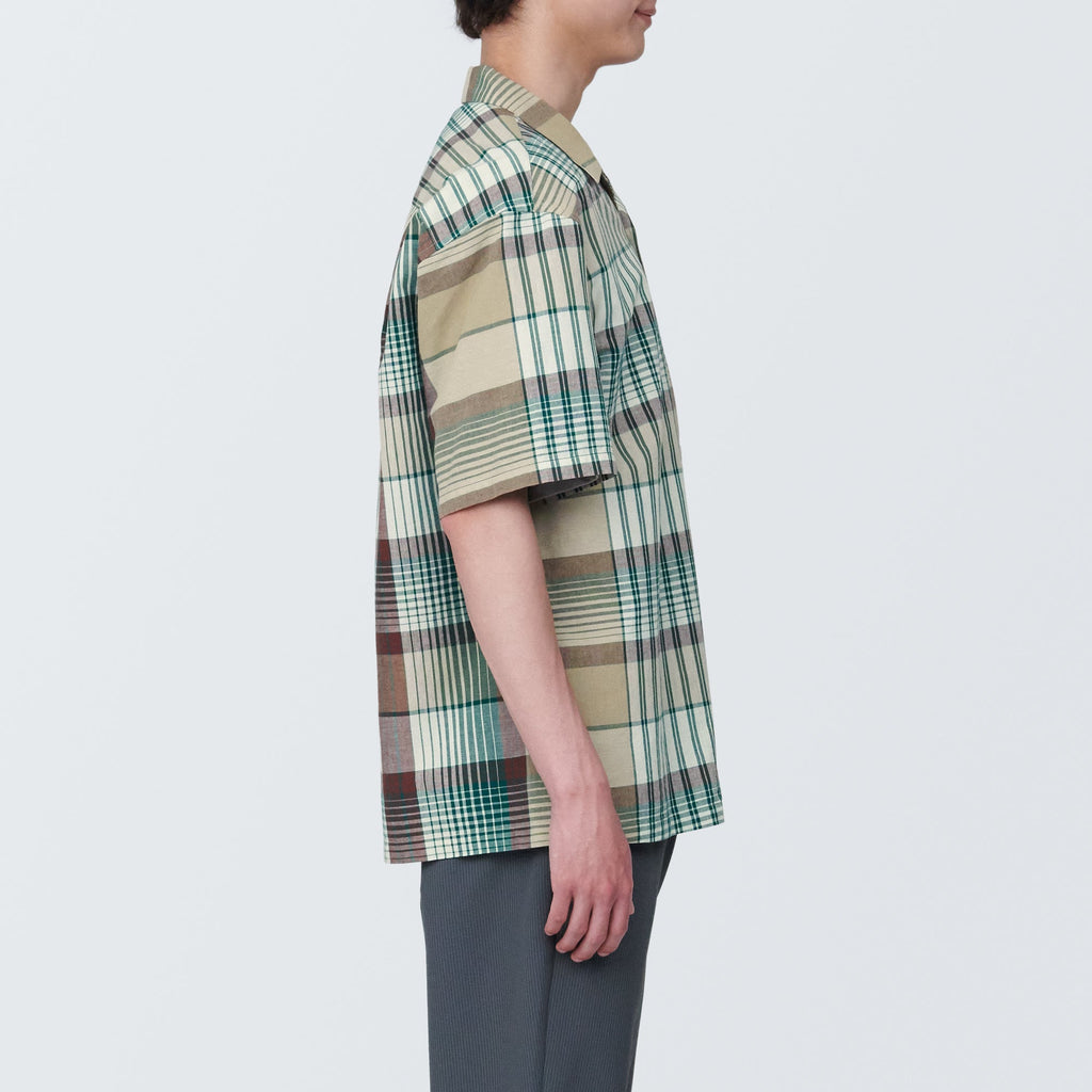 Men's Madras Check Open Collar Short Sleeve Shirt