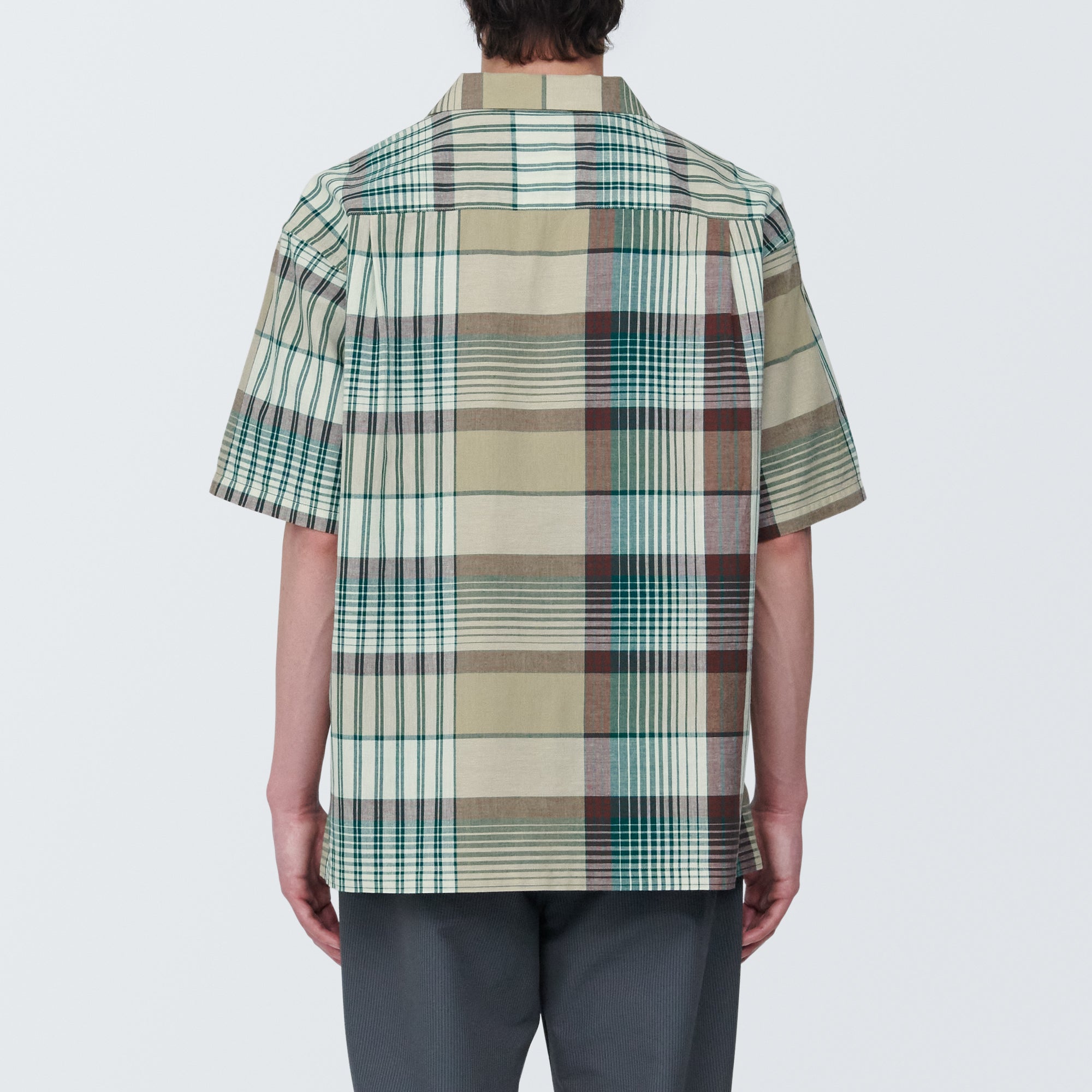 Men's Madras Check Open Collar Short Sleeve Shirt