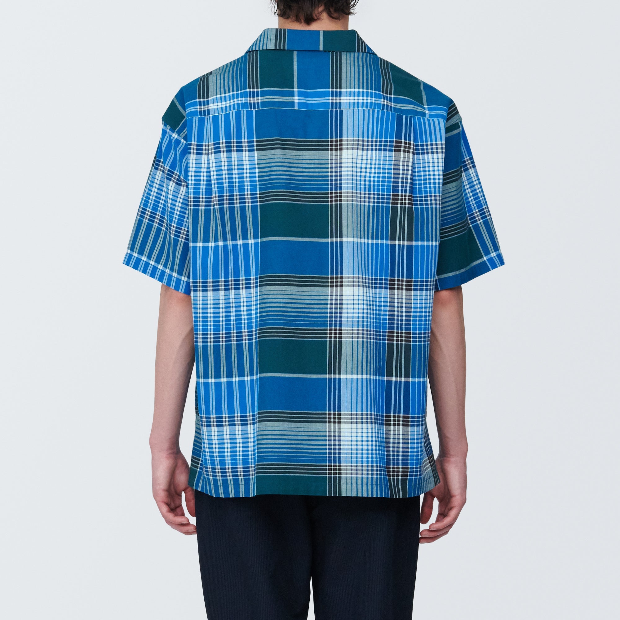 Men's Madras Check Open Collar Short Sleeve Shirt