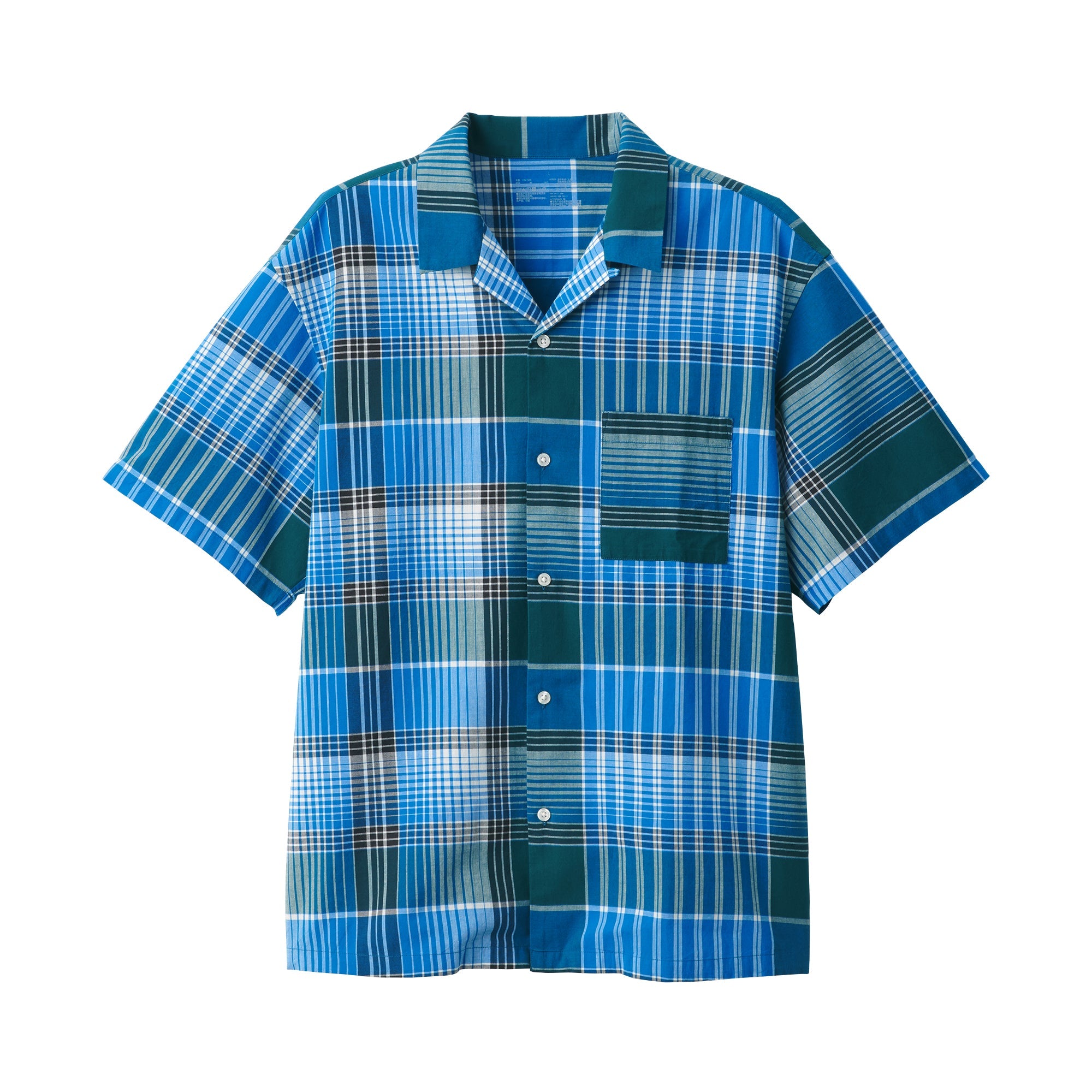 Men's Madras Check Open Collar Short Sleeve Shirt