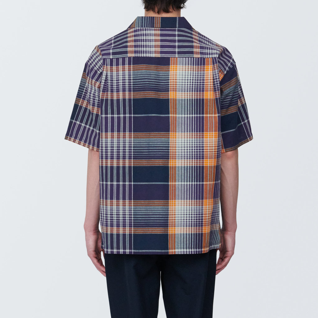 Men's Madras Check Open Collar Short Sleeve Shirt