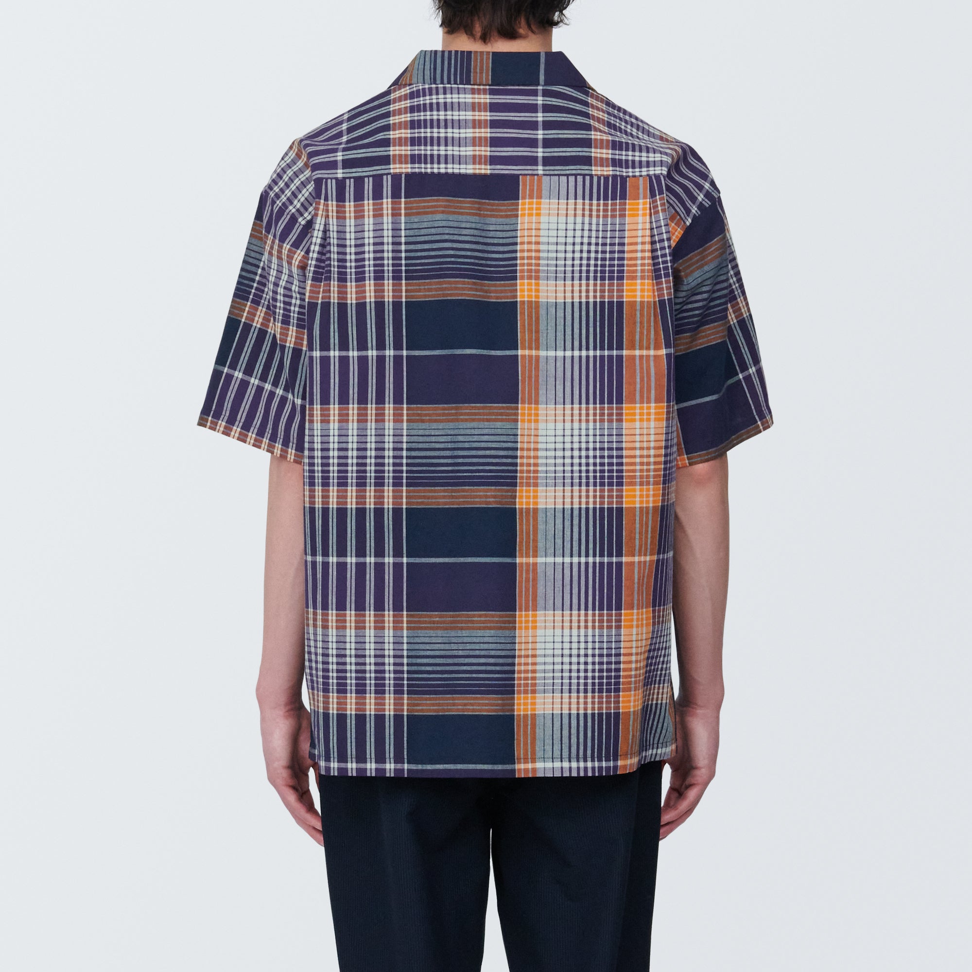 Men's Madras Check Open Collar Short Sleeve Shirt