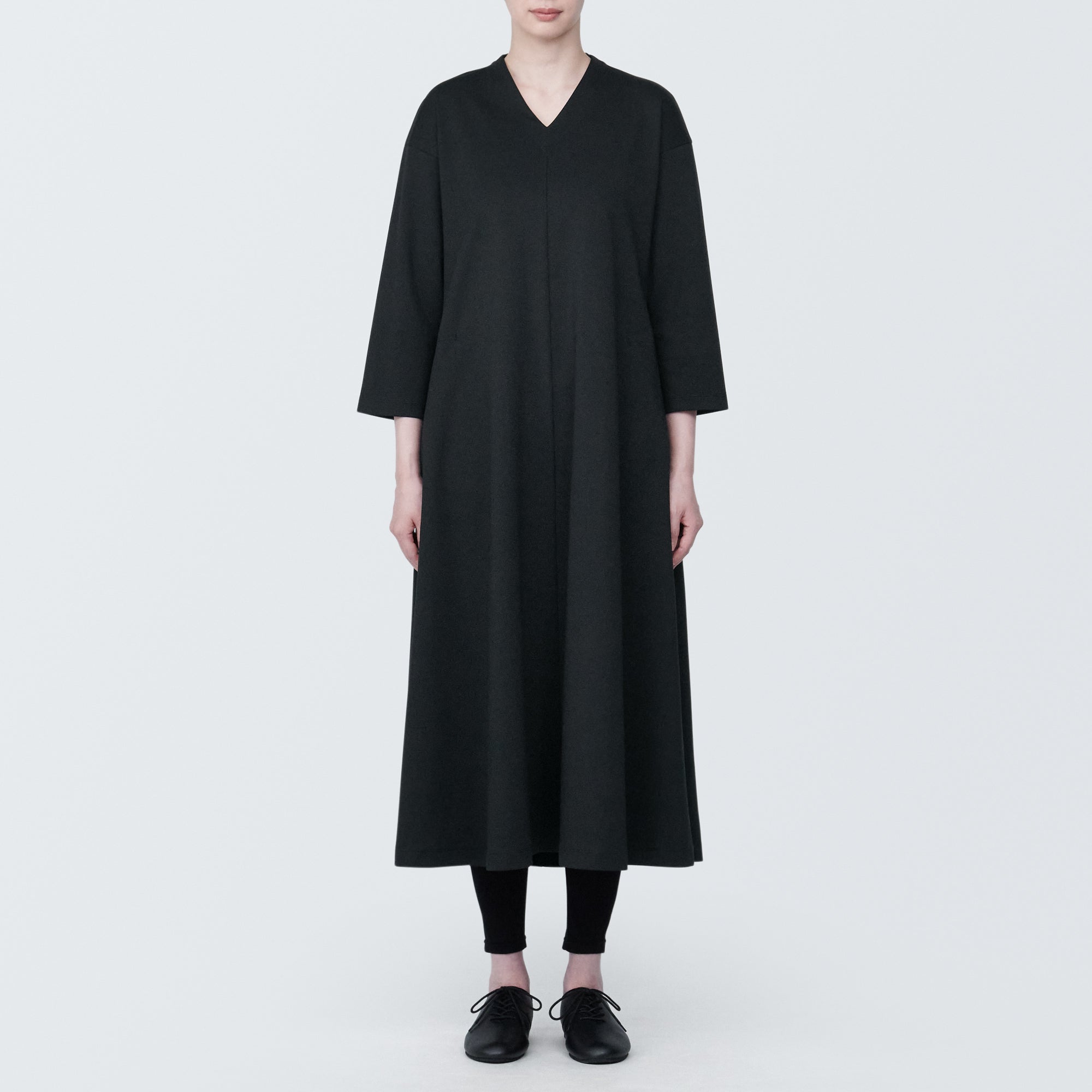 Women's Double Knitted V-Neck Dress